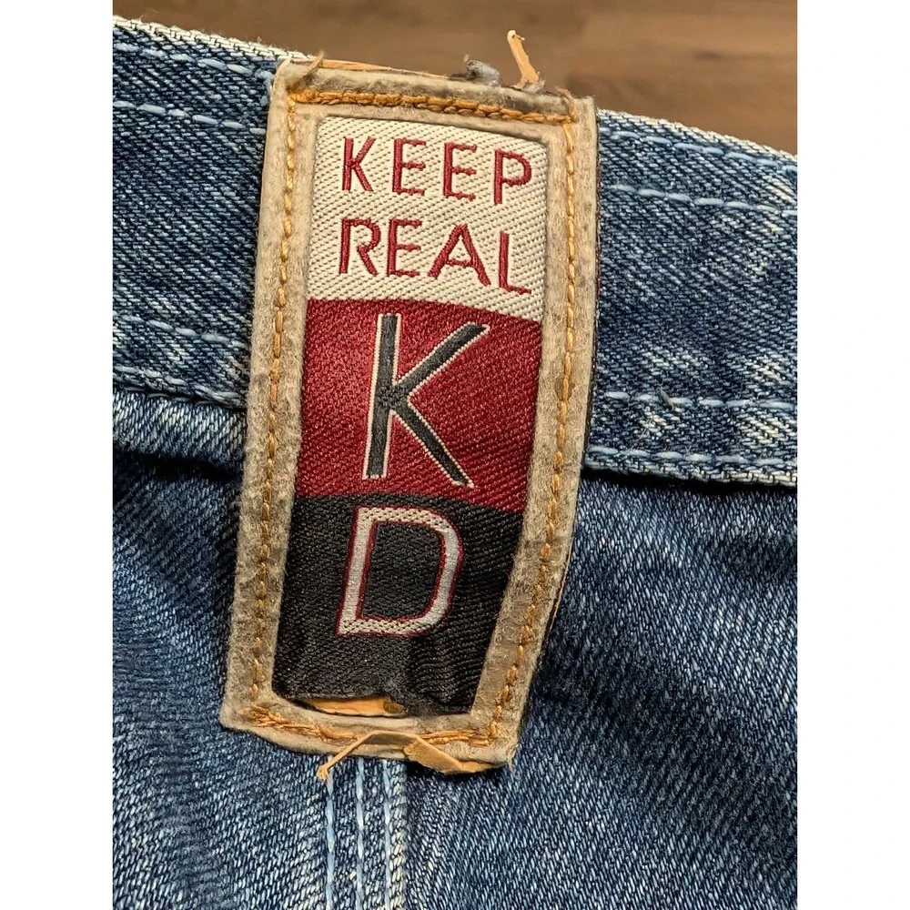 Kenneth David Cargo Street Denim Jeans Mens 34x32 Blue Baggy Wide Leg‎ Y2K Skate